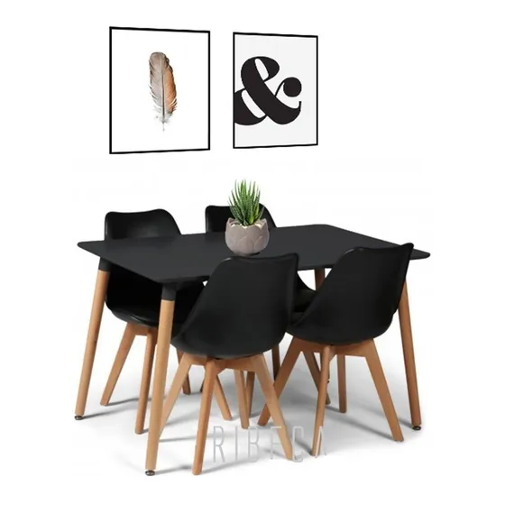 Juego Comedor Eames - Mesa Y 4 Sillas Acolchonadas Tower