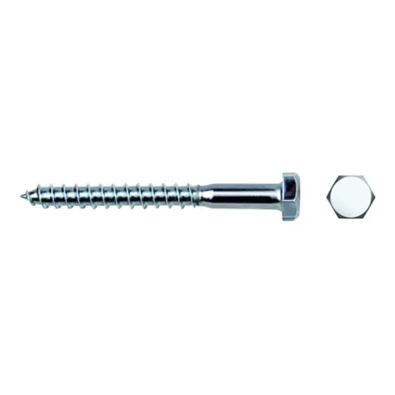 Tornillo Tirafondo Hexagonal 6x80 Mm Cja 100 Un Din 571 Celo
