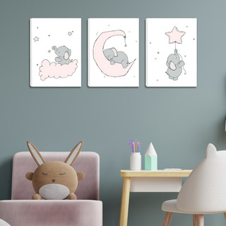 Set De Tres Cuadros Decorativos Para Cuarto De Bebé, Niña Set De Tres Cuadros Decorativos Para Cuarto De Bebé, Niña