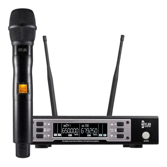 Microfone Sem Fio Profissional Dylan D-9001s Uhf 100 Canais Cor Preto
