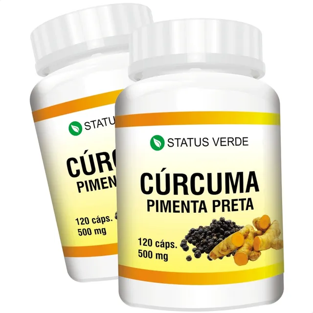 2 Potes Açafrão Plus 100% Natural 240 Cápsulas De 500mg