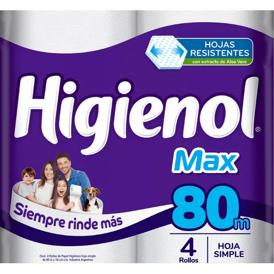 Papel Higienico Higienol Max 80x4 Unidades