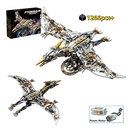 Kit Blocos Pterossauro 1266 Peças Com Motor 1267