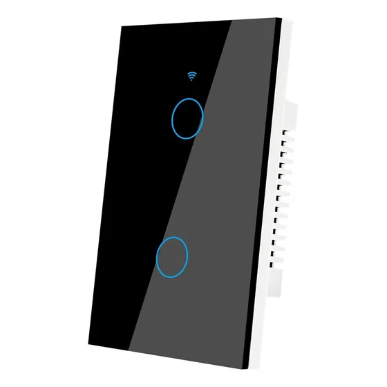 Interruptor Llave De Luz Wifi Smart Touch 2 Canales - Negro