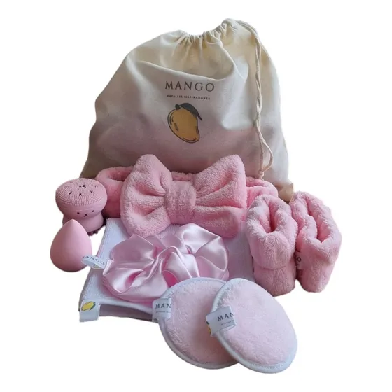 Kit Skincare Vincha Moño + 2 Muñequeras  + Accesorios