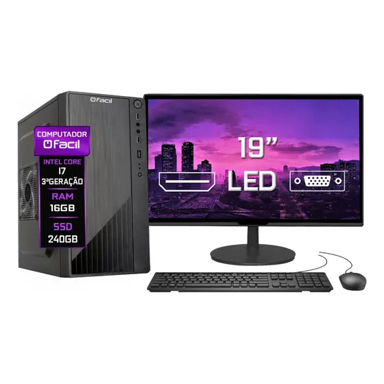 Computador Completo Fácil Intel I7 3ª Geração 16gb Ssd 240gb