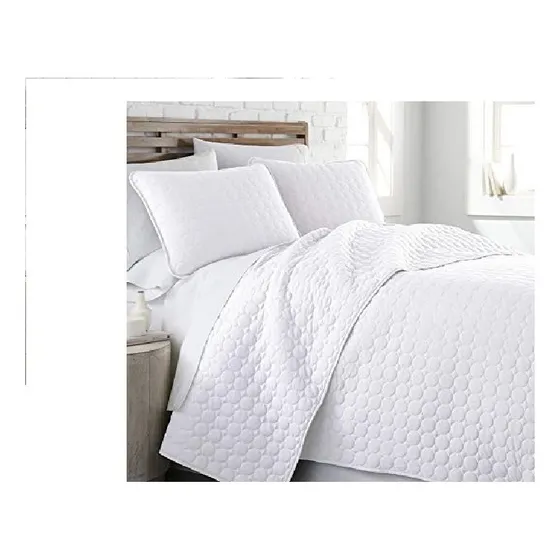 Colcha De Lujo Hotelera Tipo Española Blanca Cama Queen 3pzs