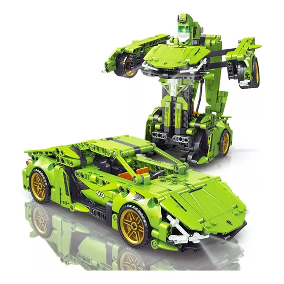 Set Carro Armable Transformer Robot Verde Armatodo Niños