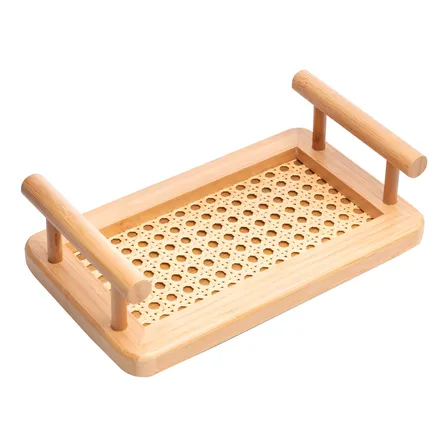 Bandeja Wolff De Bambu Com Alças E Fundo Em Treliça 25cm