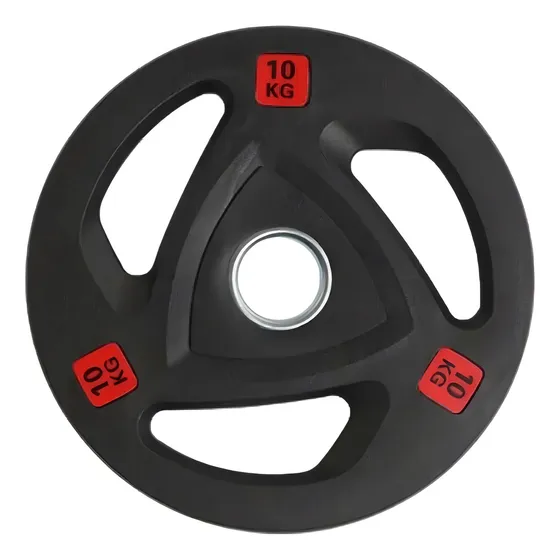 Disco Olimpico 10 Kg Para Barra Manijas 3 Agujeros Hierro Y Acero Pesas Barra Imback Color Negro