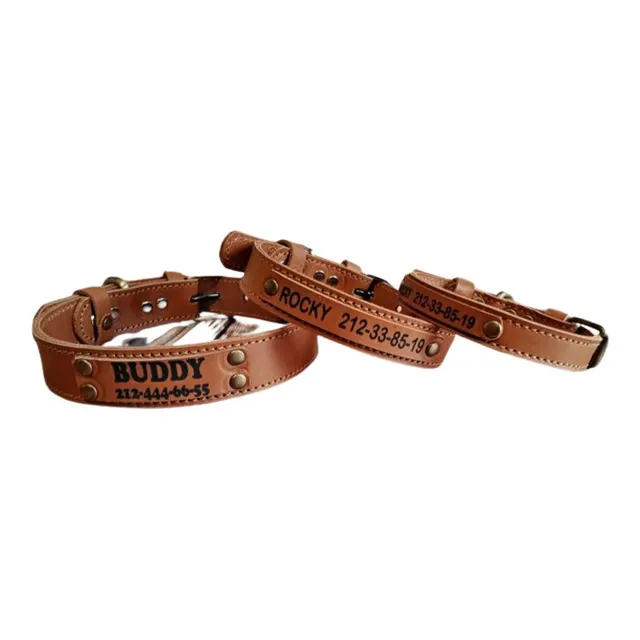 Collar Personalizado De Cuero Para Perros, Gatos Y Otros