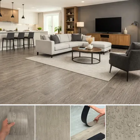 Piso Vinílico Autocolante Régua Adesiva Madeira 1,67m2 Nogueira - Marfim