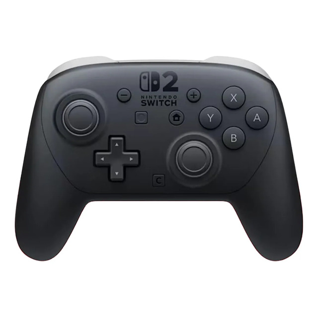 Controle Nintendo Switch 2 Pro na cor preta com botões, analógicos e direcional visíveis em fundo branco