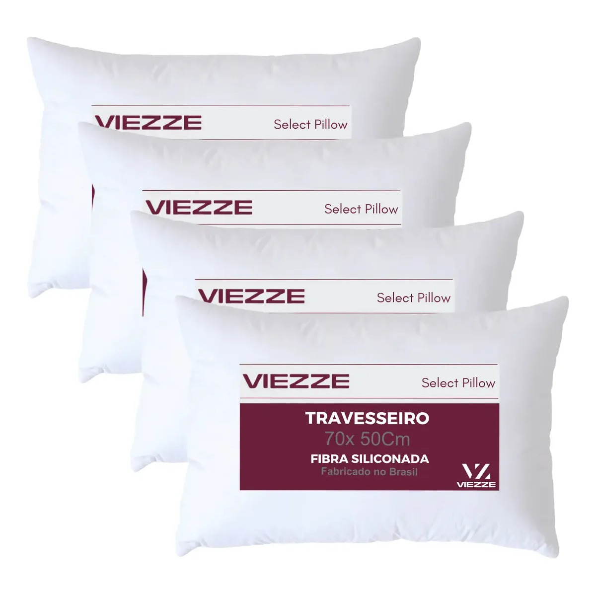 Travesseiros Viezze Luxo 4 Unidades 50x70 Antialergicos