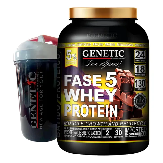 Proteína Fase 5 Aumento Muscular Recuperación Shaker Genetic