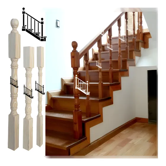 Balustros Torneados De Madera Barandas Escalera Columna Pino