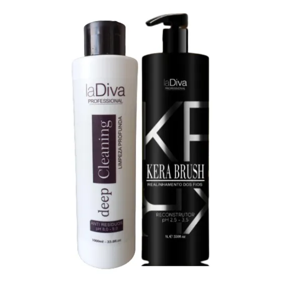 Kit Progressiva Ladiva Kera Brush Shampoo + Ativo 1 Litro