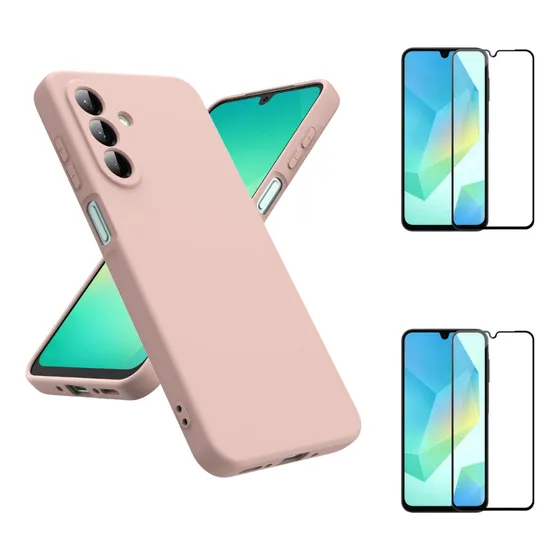 Case Funda Soft Premium Para Samsung A26 + 2 Micas Pantalla Rosa Silicon Case Soft Feeling Premium