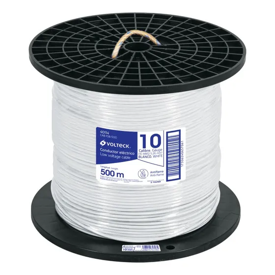 Cable Thhw-ls 10 Awg Blanco En Carrete D/500 M Volteck 40114