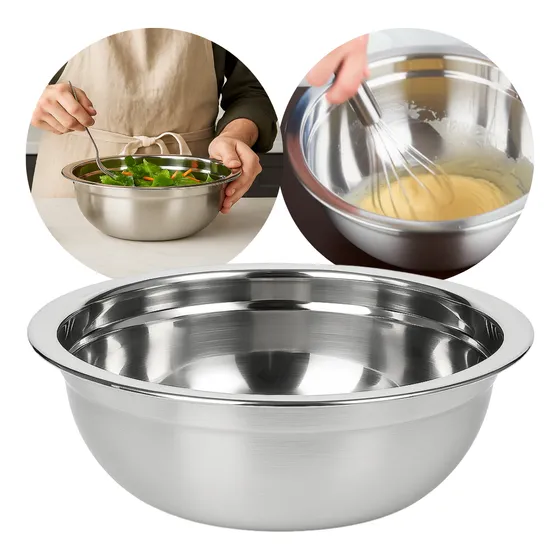 Bowl Acero Inoxidable Ensaladera 1.8 Litros Cocina Multiuso Plateado