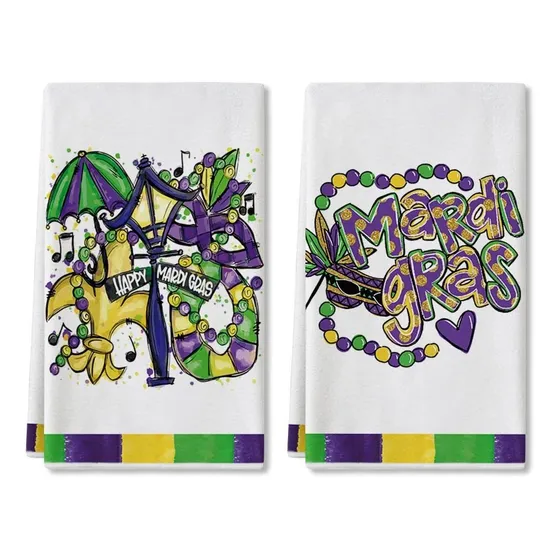 Happy Mardi Gra Juego 2 Toalla Cocina Para Hogar 18 26