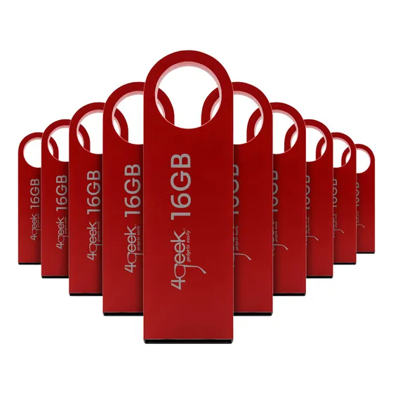 Kit 10 Memorias Usb 16gb Rojo 2.0 Bulk 4geek Liso