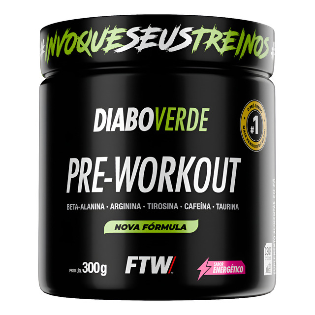 Suplemento Em Pó Pre Treino Pre Workout Pote 300g Sabor Energético Ftw - Diabo Verde Suplemento Em Pó Pre Treino Pre Workout Pote 300g Sabor Energético Ftw - Diabo Verde