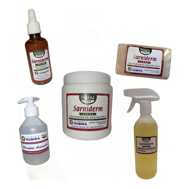 Pack Sarna Crema+ Loción+ Jabón+ Spray+ Shampoo Sarniderm