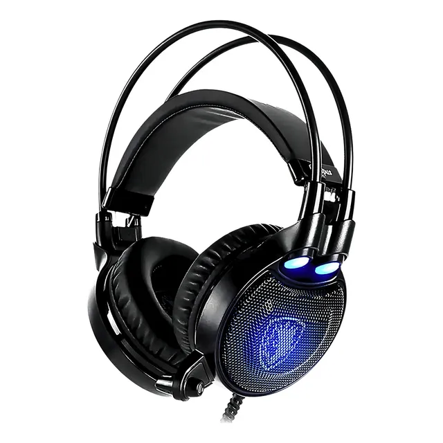 Auriculares para juegos Sades Octopus Plus USB, potentes vibraciones, para PC, portátil, PS4, PS5, negro y azul
