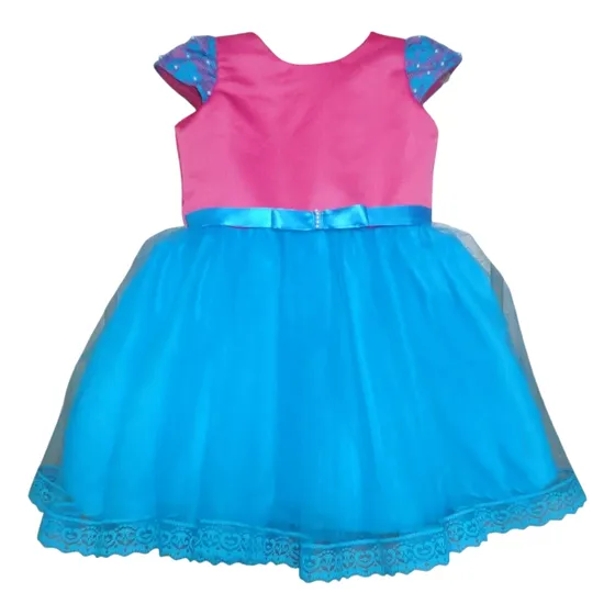 Vestidos Elegantes Niñas Color Fucsia Y Azul