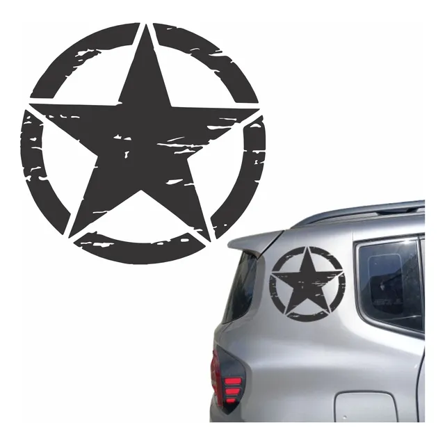 Set X2 Calco Estrella Militar Auto Lateral Jeep Vinilo 25x25