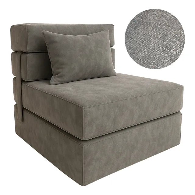 Sofá Cama Individual Plegable Cojín 70x190x15 Cómodo Puff Color Gris