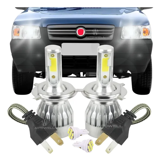 Lâmpadas Super Led Farol Fiat Uno Elba Fiorino Tipo Premio