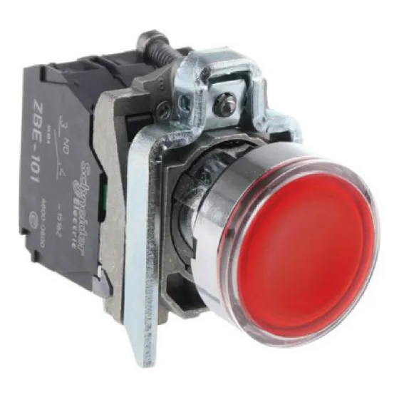 Boton Pulsador Iluminado Rojo 1 Na- 1 Nc Led 24v Schneider