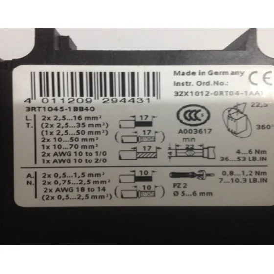 Contactor Siemens 3rt1045-1bb40