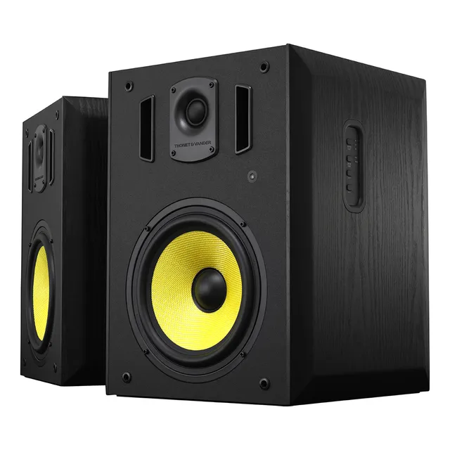 Parlantes Madera Bluetooth Titan Monitor De Estudio Color Black