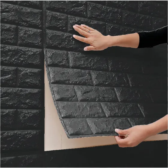 Placa Autoadhesiva 3d Decorativa Pared M1 - Sheshu Color Negro