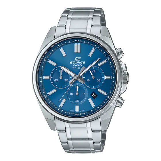 Reloj Hombre Casio Efv-650d-2avudf Edifice Color De La Correa Plateado Color Del Bisel Plateado Color Del Fondo Azul