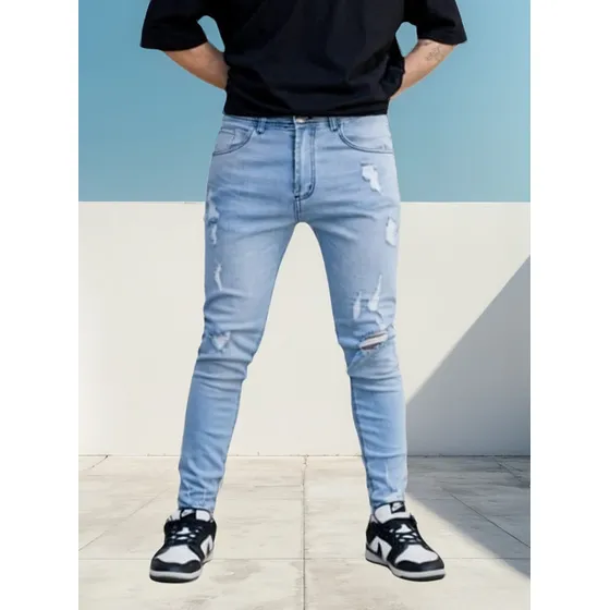 Jeans Hombre Con Rotura Elastizados Chupín Be Yourself