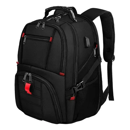 Mochila Para Viagem Mochila Com Compartimento Para Notebook De 17,3 Polegadas, Mochila Para Escolar Mochila Masculina 50l Grande Capacidade Adulto Trabalho Faculdade, Yorepek Preta Preto Liso