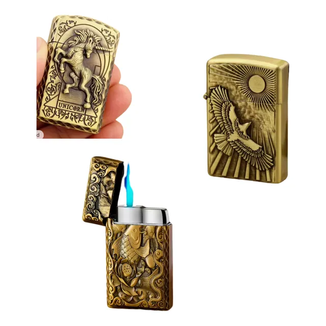 Encendedor Dorado Zippo Con Estampado Diseños Variados