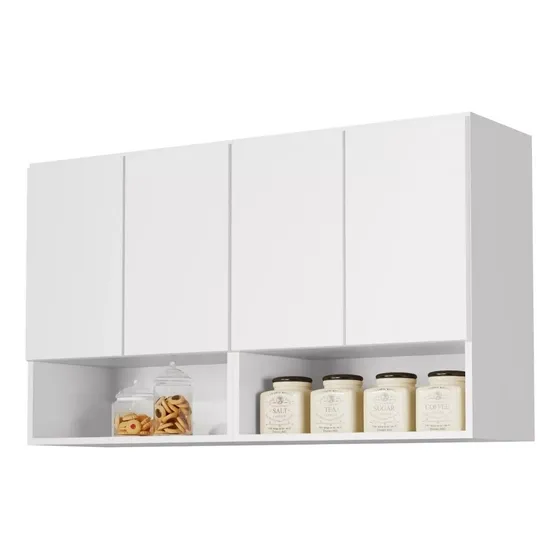 Armário Aéreo Sapateira Organizadora Quarto Sala 4 Pts Cor Branco