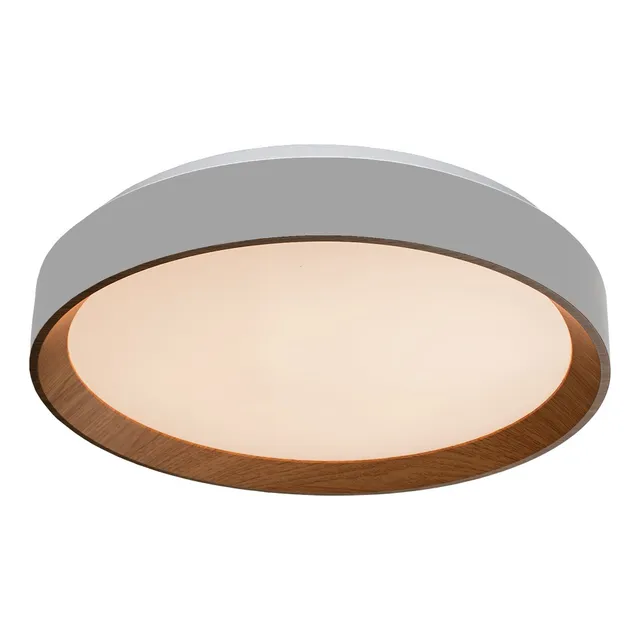 Plafon Led Sobrepor Madeira Redondo Moderno 24w 3 Cores 38cm