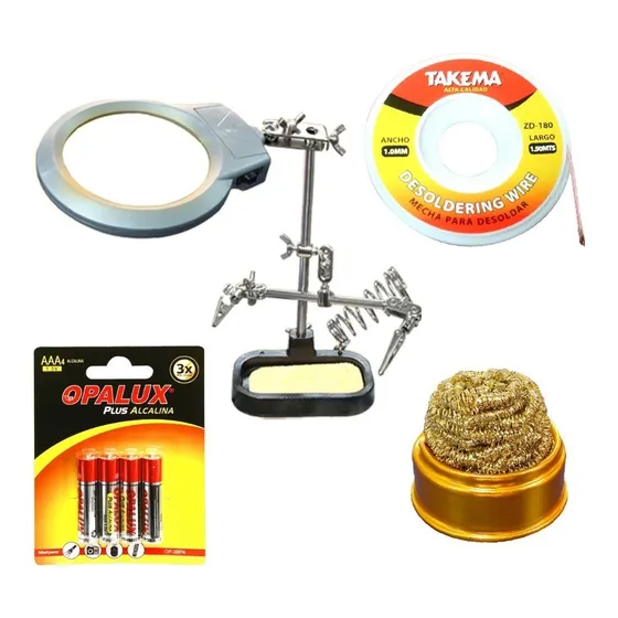 Kit Soporte Con Lupa + Malla + Limpiador Mihaba-zd-10mkit4 W