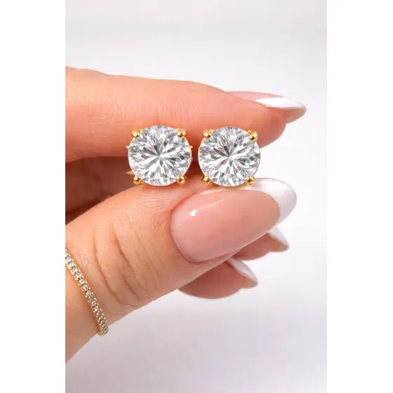 Brinco Ponto De Luz Zircônia 18k Delicado Elegante Dourado — foto 2