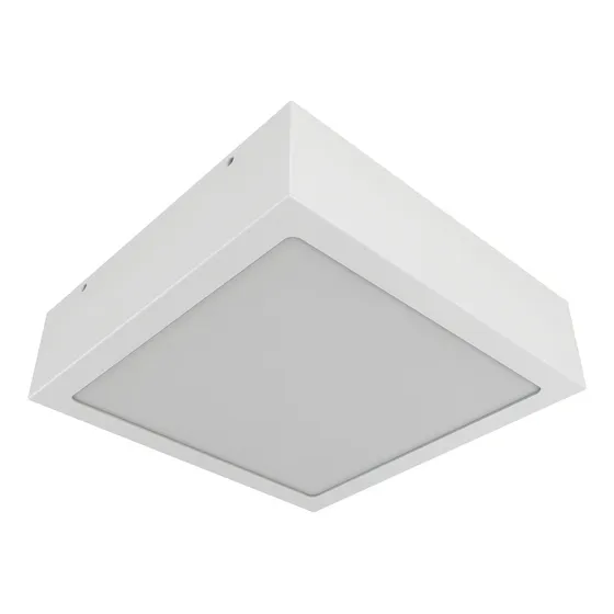 Plafon 20 Cm De Sobrepor Aço E Vidro Quadrado Sala Cozinha 20x20 Cm Quadrado 2x E27 Luminária Cor Branco 127/220V