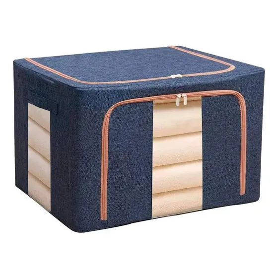 Caja Organizadora Plegable Con Estructura Metalica Color Azul Talle L Una Ganga Tienda® 240843