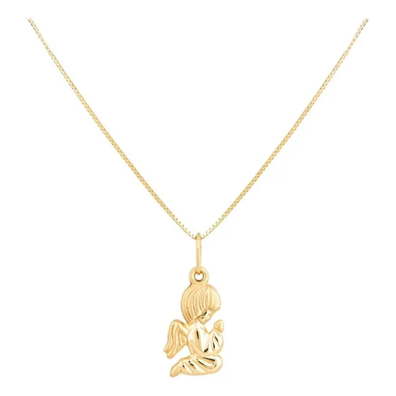 Pingente Ouro 18k Anjo Reza Ajoelhado Promoção