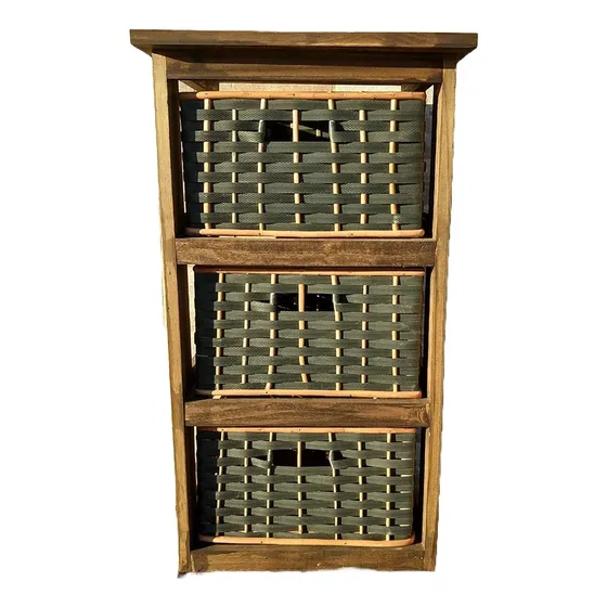 Cajonera Ordenador Pintado Mimbre/suncho/junco De 3 Cajones