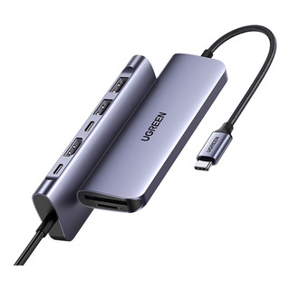 Hub Adaptador Ugreen 7 En 1 Para Usb C + 100 W Power Delivery, Color Plateado Hub Adaptador Ugreen 7 En 1 Para Usb C + 100 W Power Delivery, Color Plateado